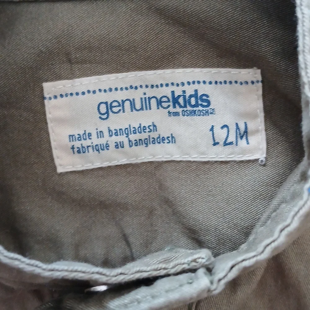 Oshkosh B'gosh Genuine Kids Snap on Khaki green Jacket |‎ Size 12M